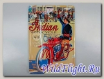 Панно винтажное (как в МОТО-барах, эстамп (сталь) +краска) 30*20 см INDIAN MOTORCYCLE 1916