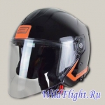 Шлем (открытый со стеклом) Origine Palio Flow черный/оранжевый/глянцевый