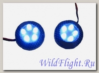 Фонари самоклеющиеся светодиодн. круглые (2шт) M18AB1 карбон синий мигающий cвет SCOOTER-M