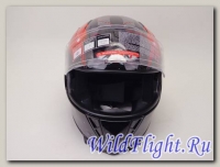 Шлем (интеграл) Ataki FF311 Skull черный/красный/белый глянцевый