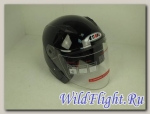 Шлем (открытый со стеклом) Ataki OF512 Solid Чёрный глянцевый
