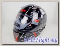 Шлем IXS интеграл HX 1000 THON чёрно-красно-серебристый